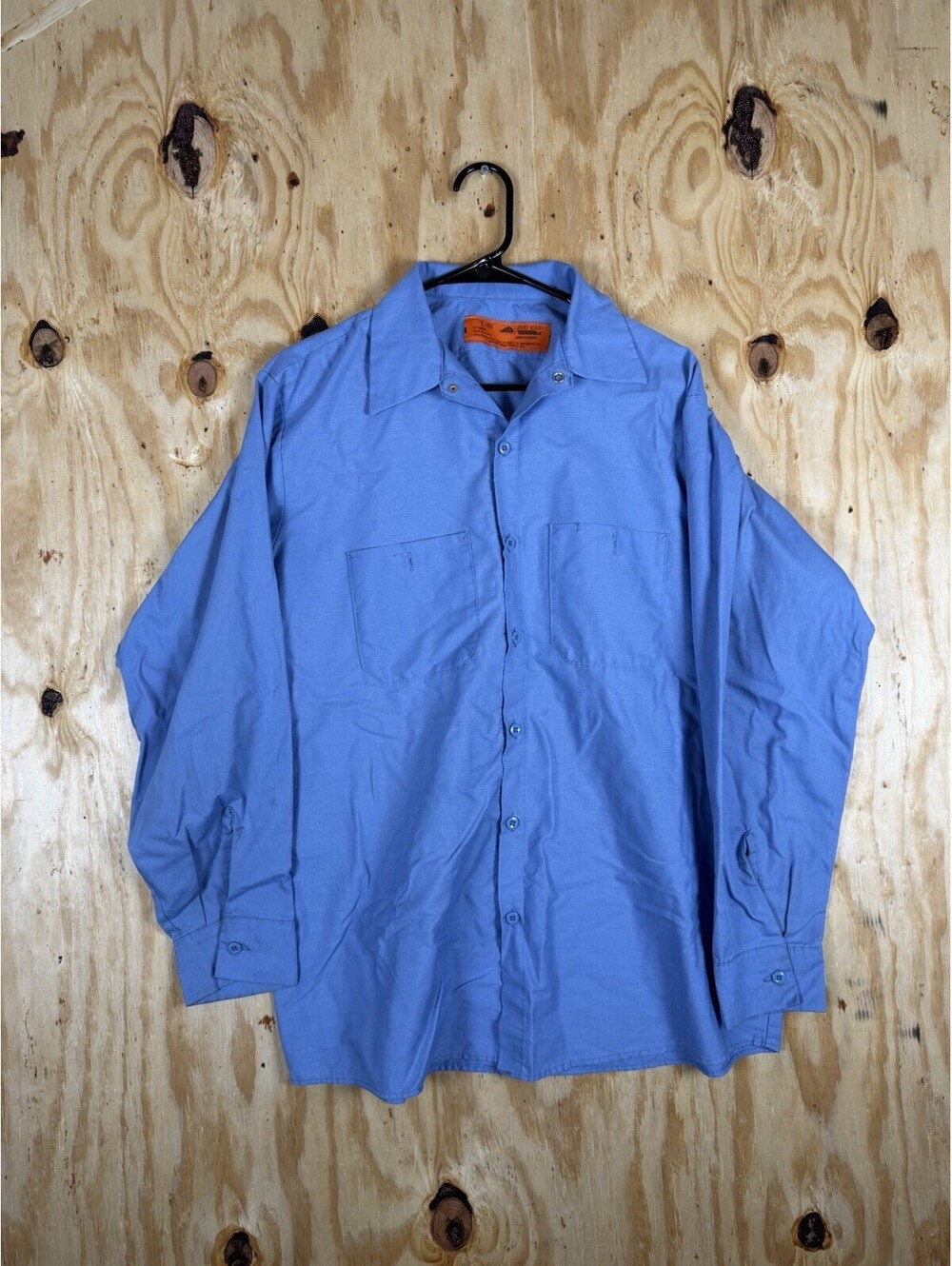 Red Kap Mens Large Blue Long Sleeve Work Uniform Shirt